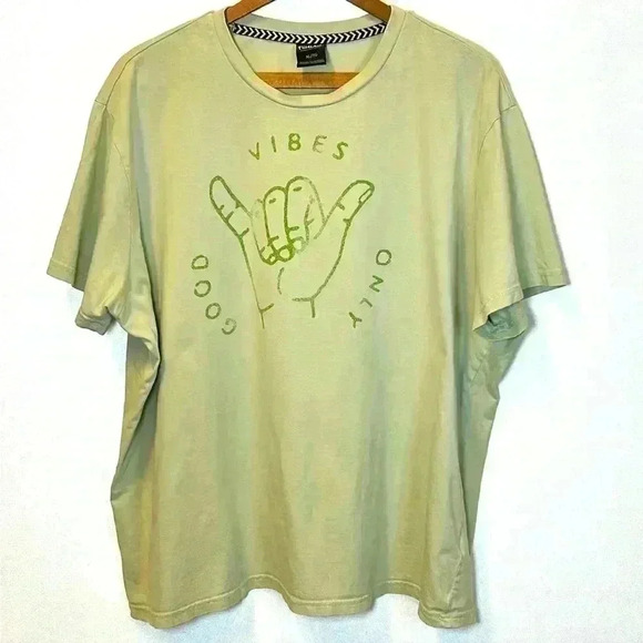 Far West Good Vibes Women's XL Crop T-Shirt Hang Ten Hippie Summer Yogi Gym Sage - Picture 1 of 6